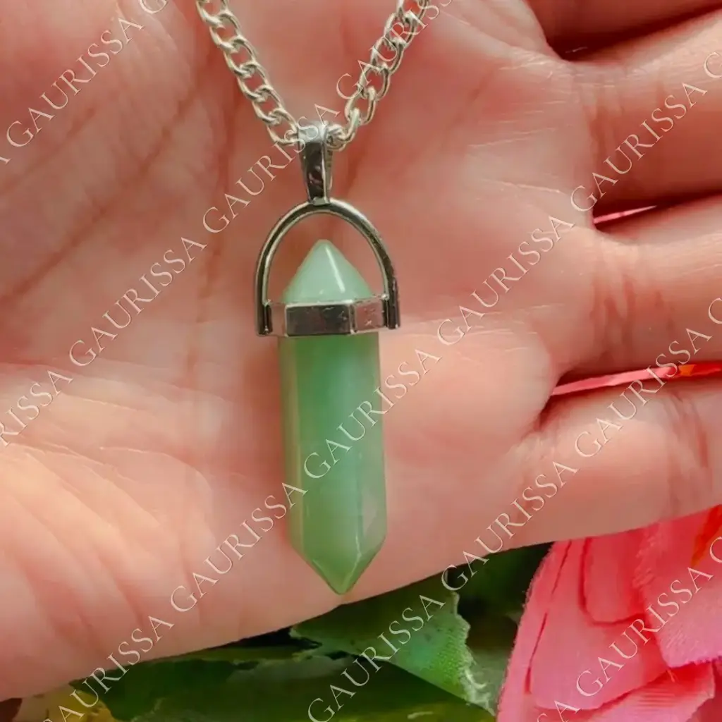 Green Aventurine Pencil Pendant – Luck & Prosperity (Without Chain)