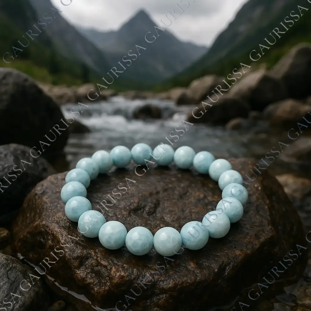 Natural Larimar Bracelet For Deep Healing, Inner Peace, Authentic Expression and Divine Feminine Healing